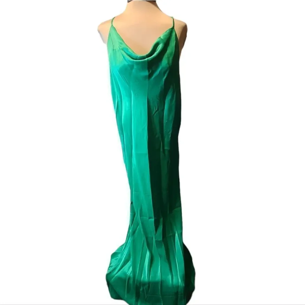Anthropologie Green Maxi Cowl Neck Slip Dress NWT 16P